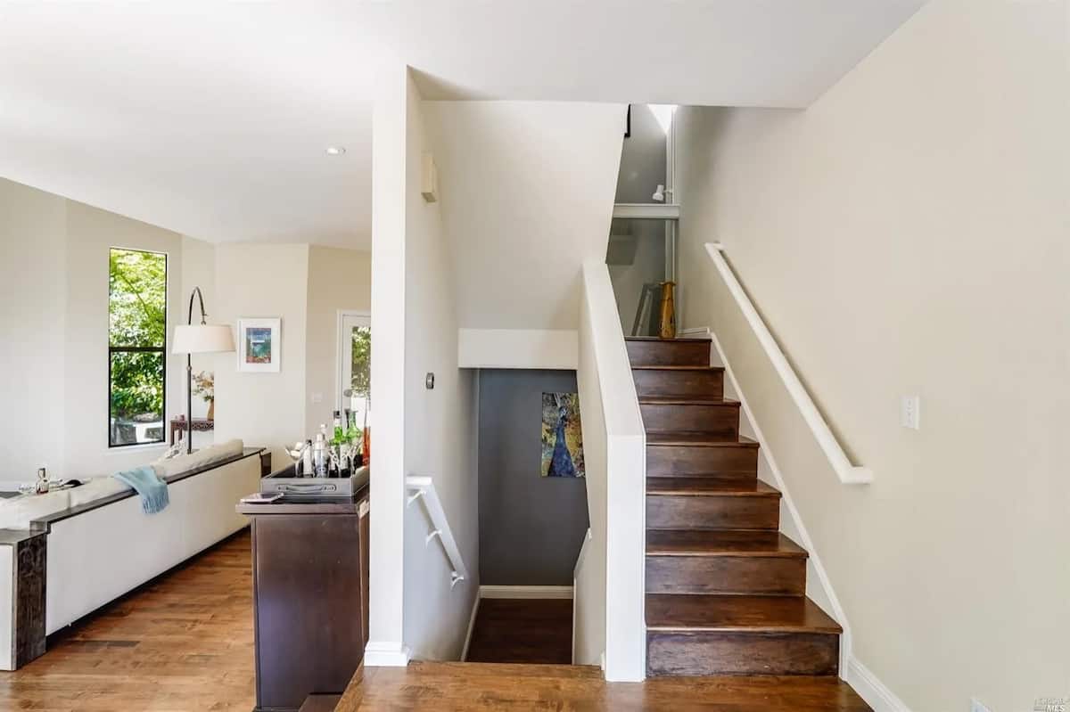 Indoor gas fireplace and seating area